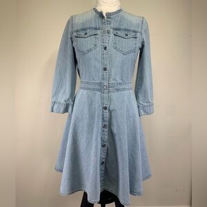 Gap Denim Fit and Flare Button Front Mini Dress Light Wash Size 2